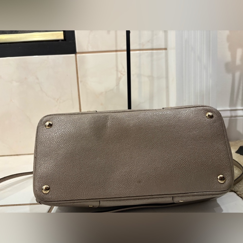 Coach Mickie Satchel Light Metallic Gold Caviar Grain Leather - Picture 7 of 8